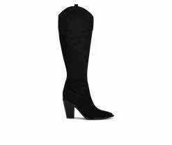 Discount 💯 Women's Nine West Kliva Western Heeled 🥾 Boots Black 🤩