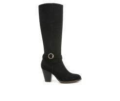 Coupon 🥰 Women's Dr. Scholls Knockout Knee-High Heeled Booties Black 🔥