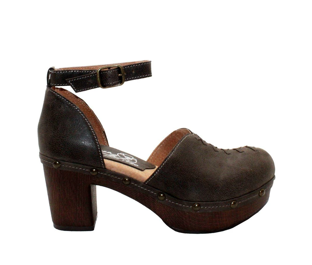 Outlet π Women's SBICCA Donerail Block Heel Clogs Charcoal β