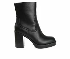 Best Pirce ❤️ Women's Journee Collection Brittany Block Heel Booties Black 😍