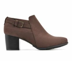 Budget 🛒 Women's White Mountain Noah Heeled Ankle Booties Dark Brown 🛒