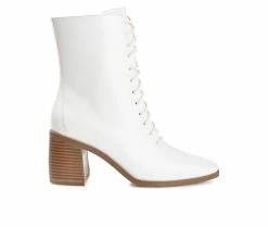 Best Pirce ✔️ Women's Journee Collection Covva Heeled Combat Booties Bone ⌛