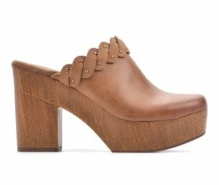 Discount 🧨 Women's White Mountain Toss Up Platform Block Heel Clog Dark Tan 🛒