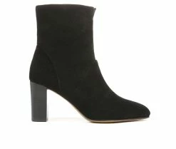 Cheapest 👏 Women's Franco Sarto Pia Heeled Booties Black Suede 💯