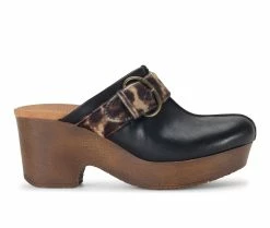 Cheap 🔥 Women's Baretraps Belita Clog Platform Heeled Clogs Blk/Brn Leopard ⌛