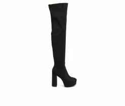 Top 10 🎉 Women's London Rag Bubble Platform Knee High 🥾 Boots Black Suede 🎁