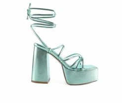 Brand new 🎉 Women's London Rag Anvil Platform Block 👠 Heels Green 🤩