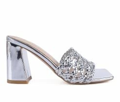 Brand new ⭐ Women's London Rag Adorbs Block Heel 👗 Dress 🩴 Sandals Silver 🎁