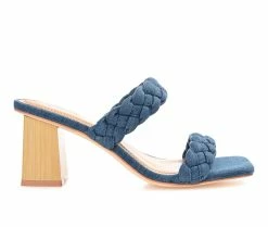 New 🥰 Women's Journee Collection Bronte 👗 Dress 🩴 Sandals Denim 👍