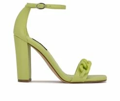 Hot Sale 🎉 Women's Nine West Mindful 👗 Dress 🩴 Sandals Neon Lime 👏