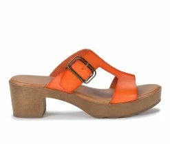 Best Sale 🤩 Women's Baretraps Gwenney Block Heel 👗 Dress 🩴 Sandals Orange 👏