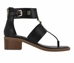 Best deal 💯 Women's Tommy Hilfiger Obell Block Heeled 🩴 Sandals Black 🎉