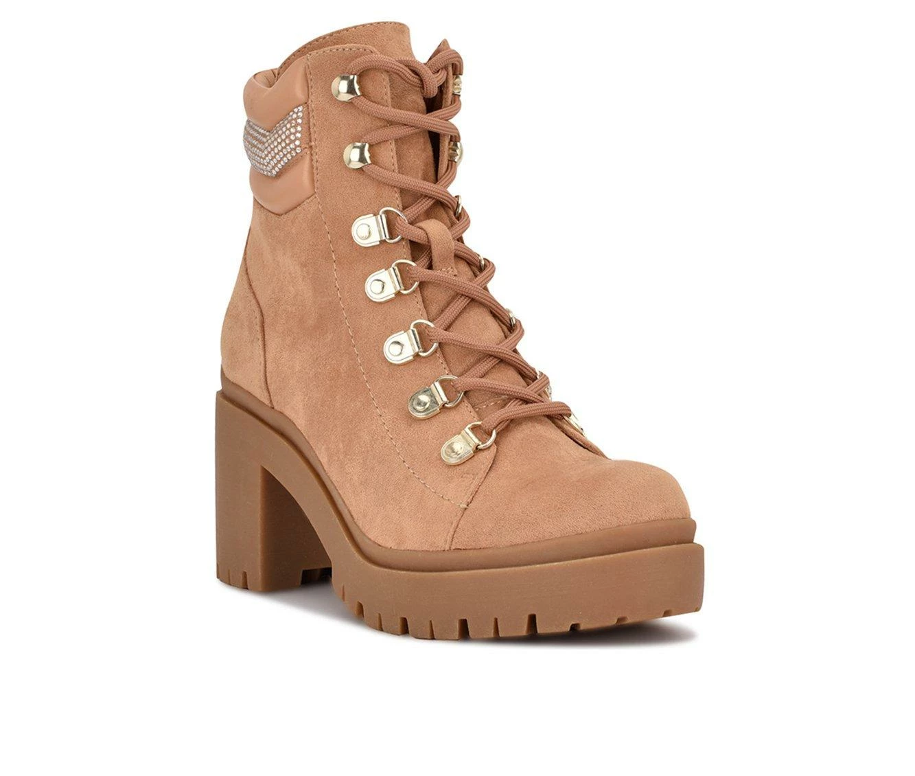 Top 10 π₯° Women's Nine West Qwork Lace Up Heeled Booties Tan π - Image 3