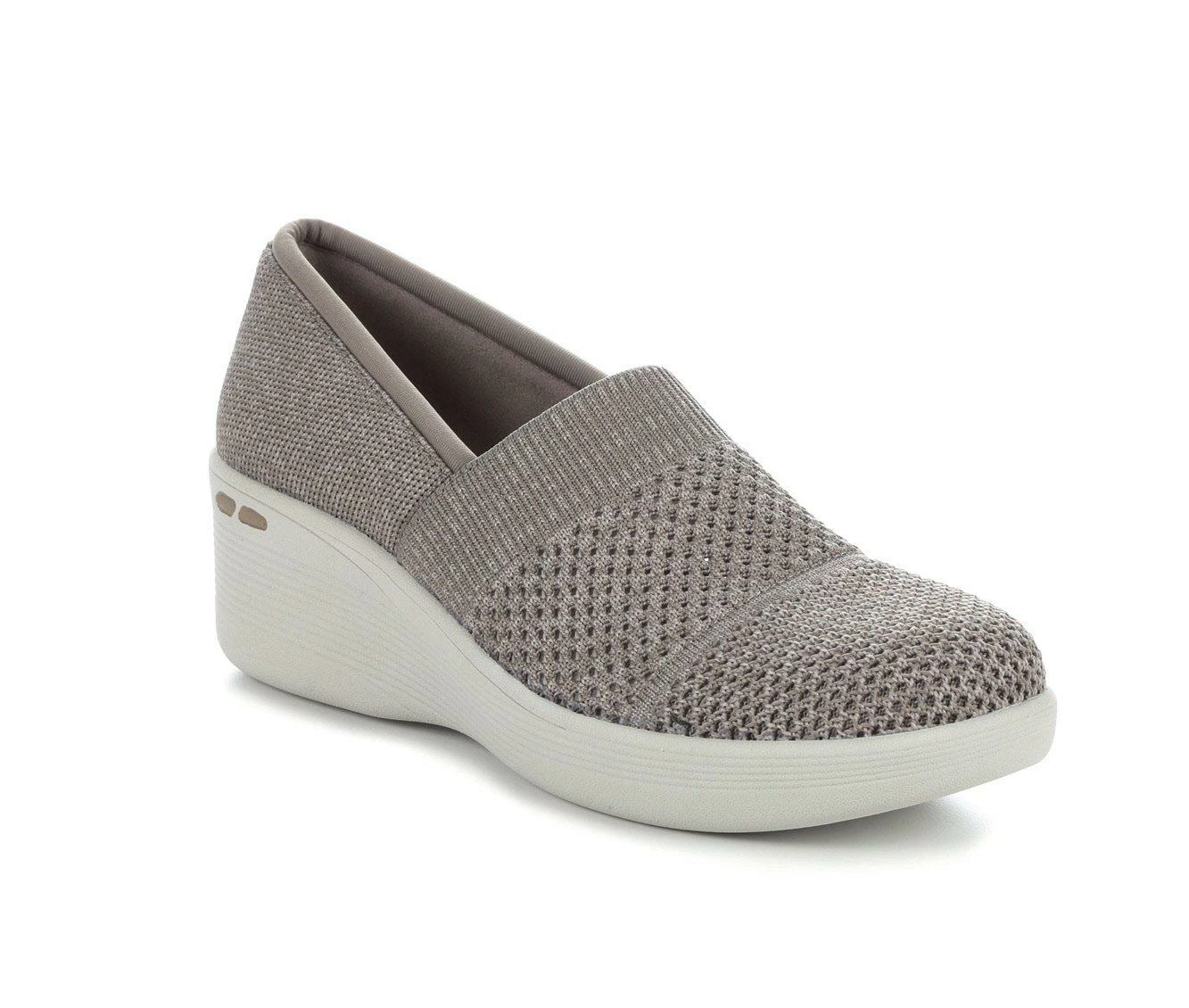 Hot Sale โญ Women's Skechers Pier Lite Wow Factor 158410 Wedge Slip-On ๐ Shoes Dark Taupe โ - Image 3