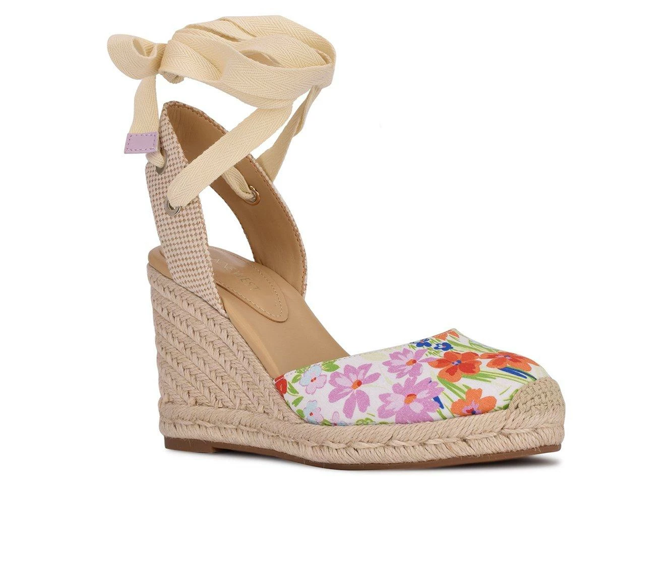 Cheap π Women's Nine West Frienda Wedges Whtie Floral β - Image 3