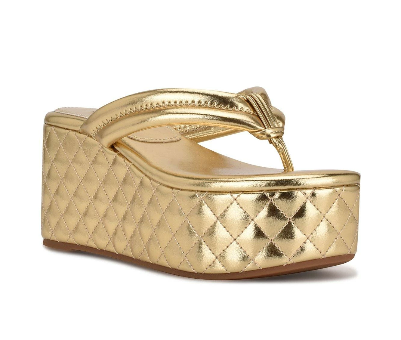 Brand new π Women's Nine West Newya Platform Wedge π©΄ Sandals Gold π€© - Image 3