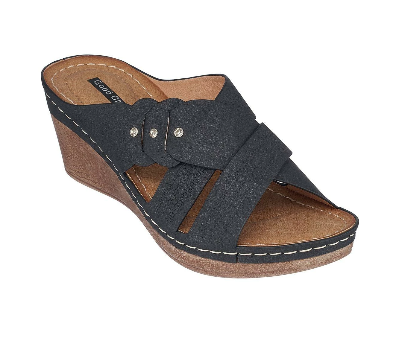 Best Pirce β¨ Women's GC π Shoes Dorty Wedge π©΄ Sandals Black π₯° - Image 3