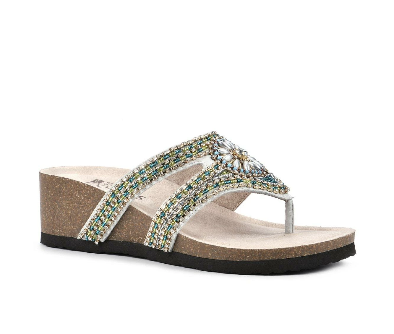 Budget βοΈ Women's White Mountain Busy Wedge Footbed π©΄ Sandals White π - Image 3