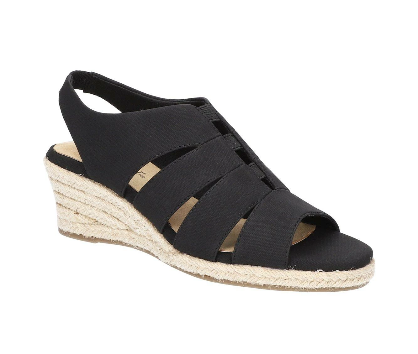 Budget π€© Women's Easy Street Aziza Espadrille Wedge π©΄ Sandals Black Linen Prt π - Image 3