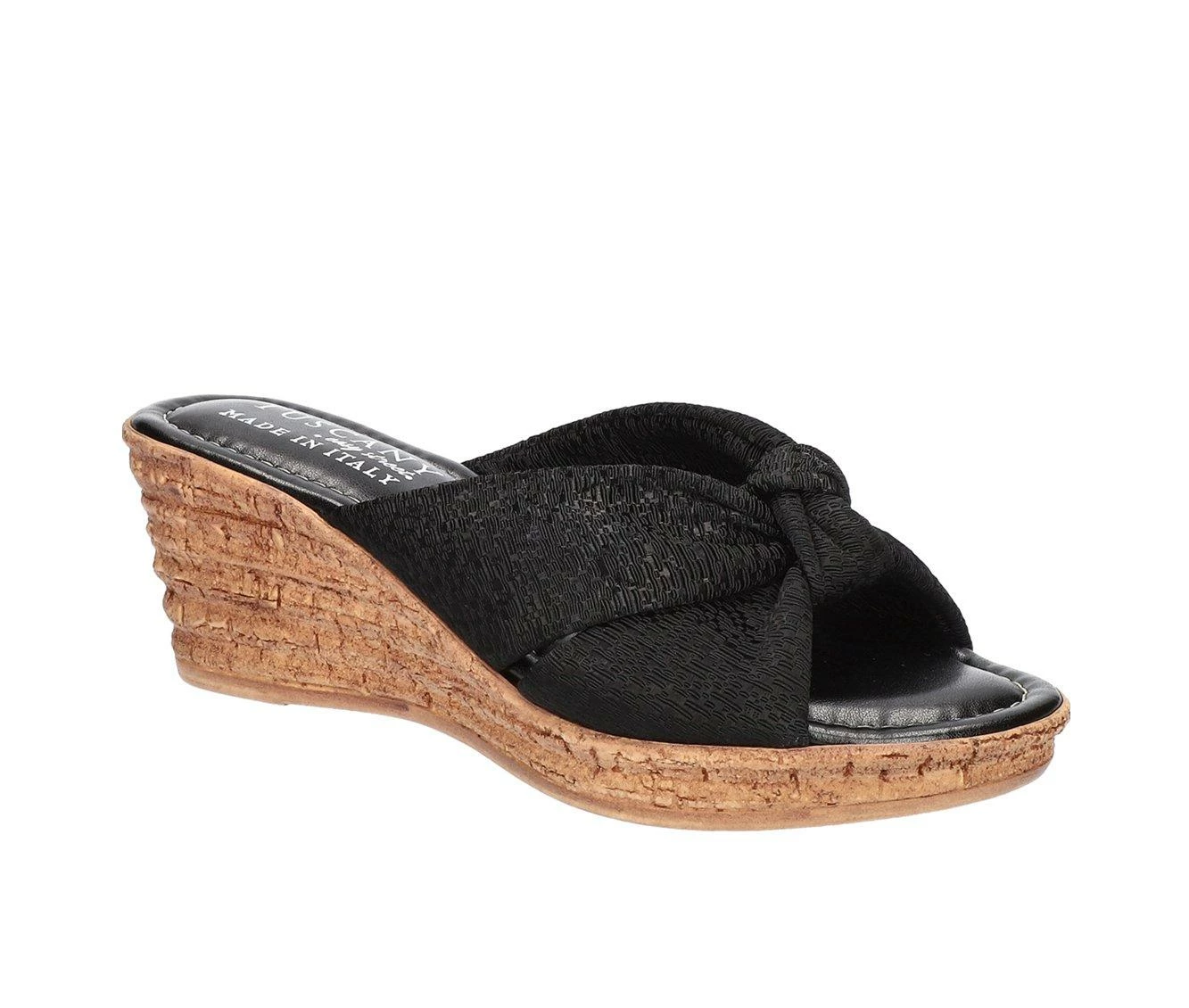 Discount π Women's TUSCANY BY EASY STREET Jolanda Wedges Black Crepe π - Image 3