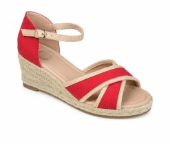 Hot Sale 🛒 Women's Journee Collection Brene Espadrille Wedges Red 👏 -b.o.c Sales 2 1628