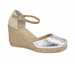 Coupon 🌟 Women's White Mountain Mamba Espadrille Wedges Silver/Met/Fab 👍 -b.o.c Sales 2 1647