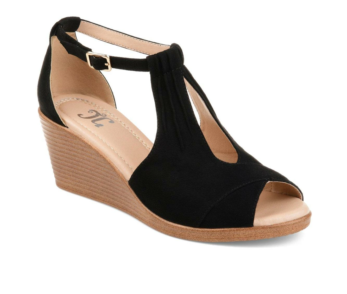Cheapest 𧨠Women's Journee Collection Kedzie Wedges Black π - Image 3
