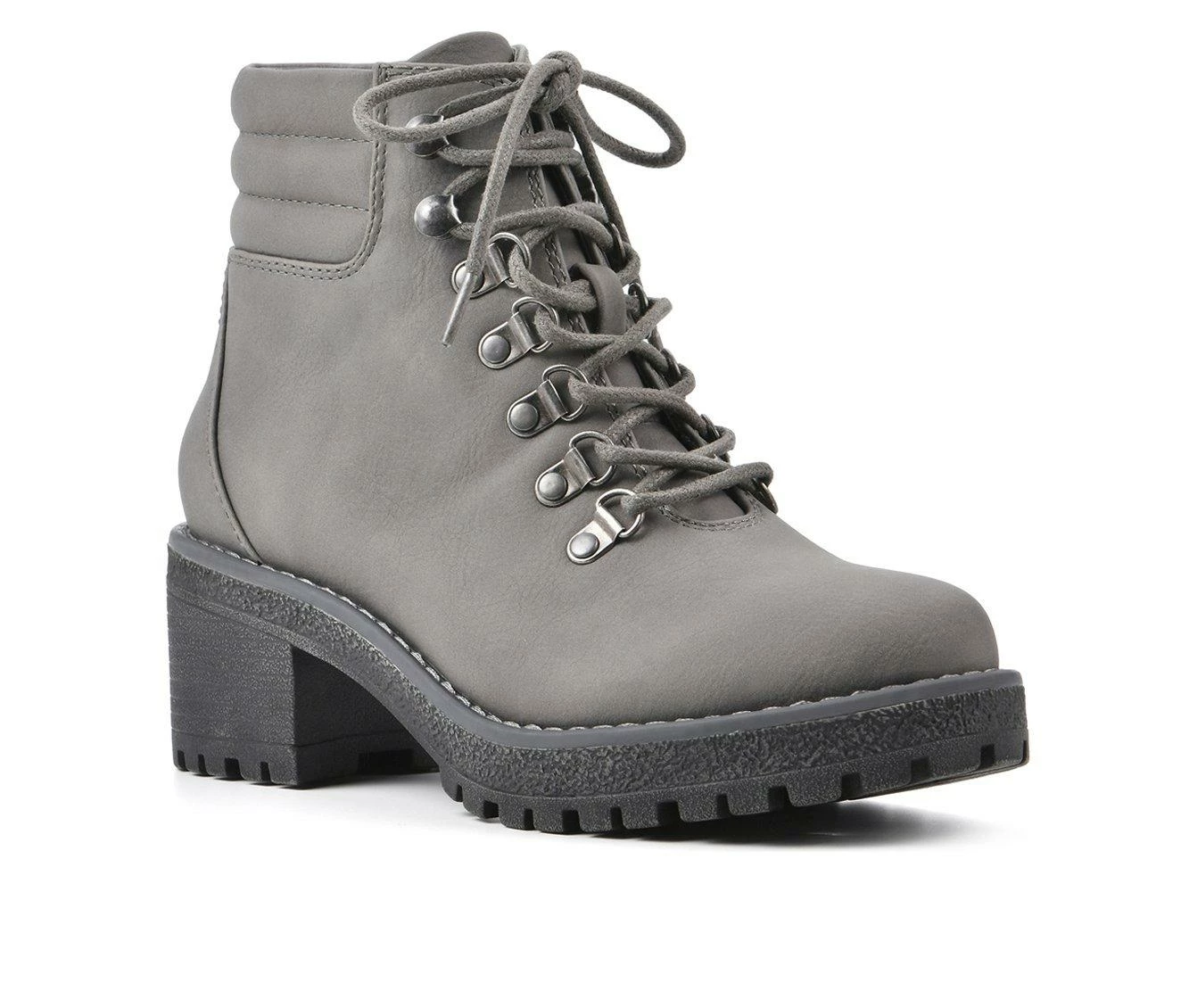 Wholesale π Women's Cliffs By White Mountain Bryce Lace Up Heeled Booties Grey Nubuck β¨ - Image 3