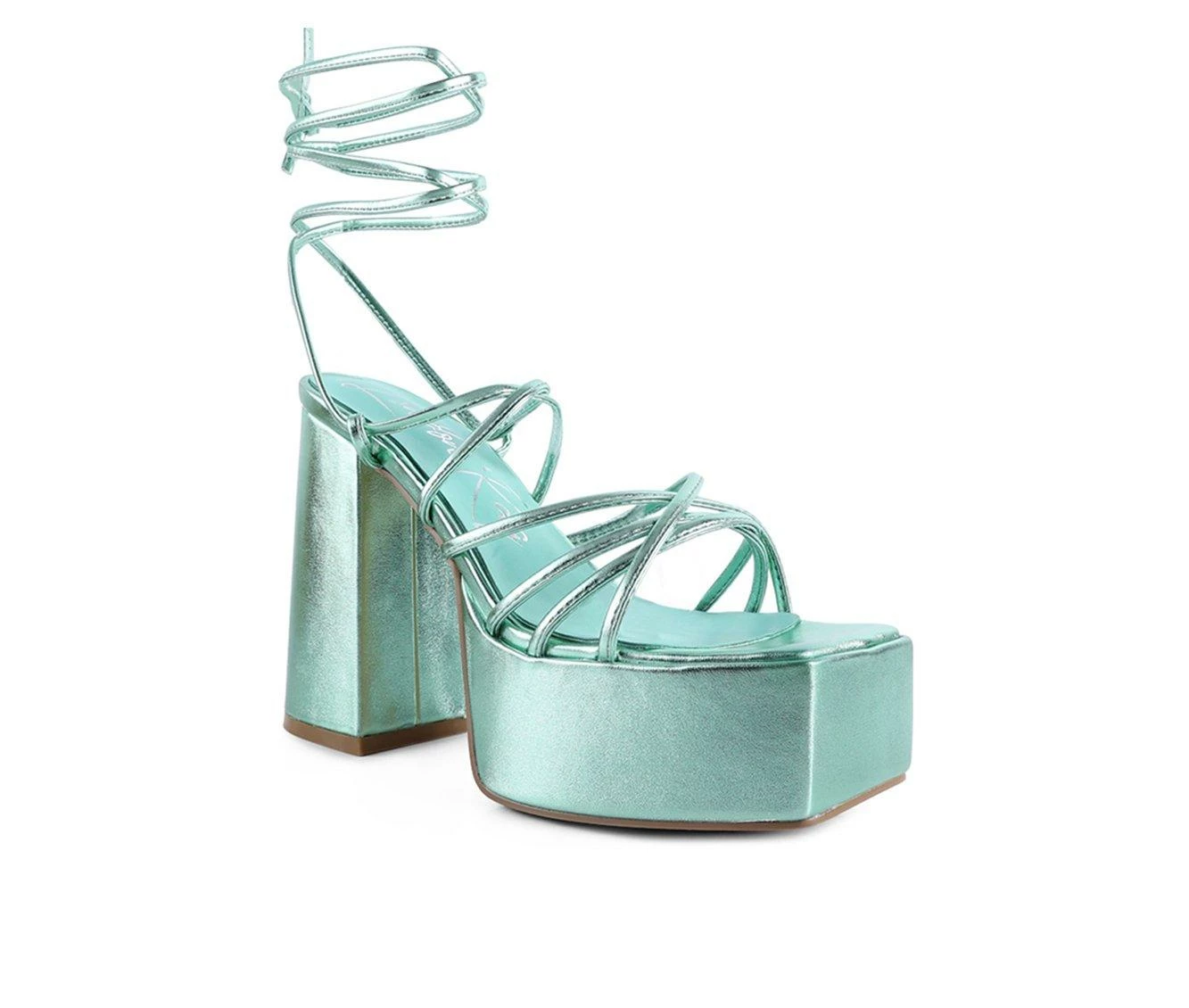 Brand new π Women's London Rag Anvil Platform Block π Heels Green π€© - Image 3