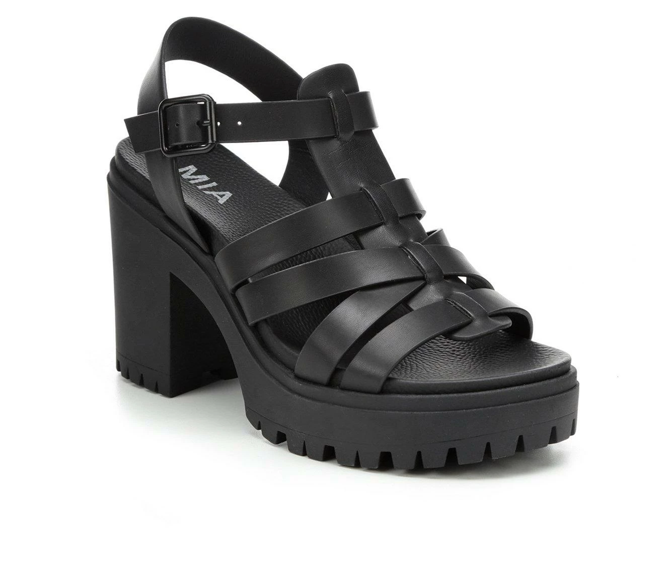 Promo π Women's MIA Jayda Lugged Heel π©΄ Sandals Black π - Image 3