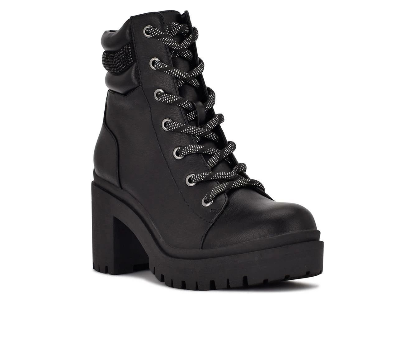 Best Pirce π Women's Nine West Quona Heeled Combat Booties Black βοΈ - Image 3