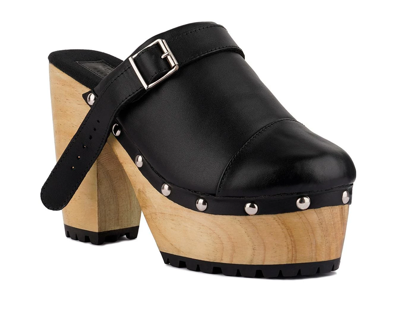 Best Sale π― Women's Rag & Co Alona Block Heel Platform Clogs Black π - Image 3