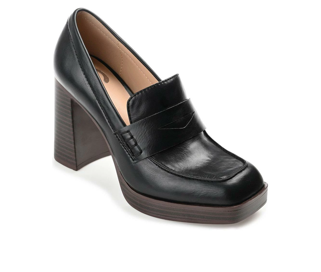 Best Sale π― Women's Journee Collection Ezzey Block Heel Platform Loafers Black β - Image 3