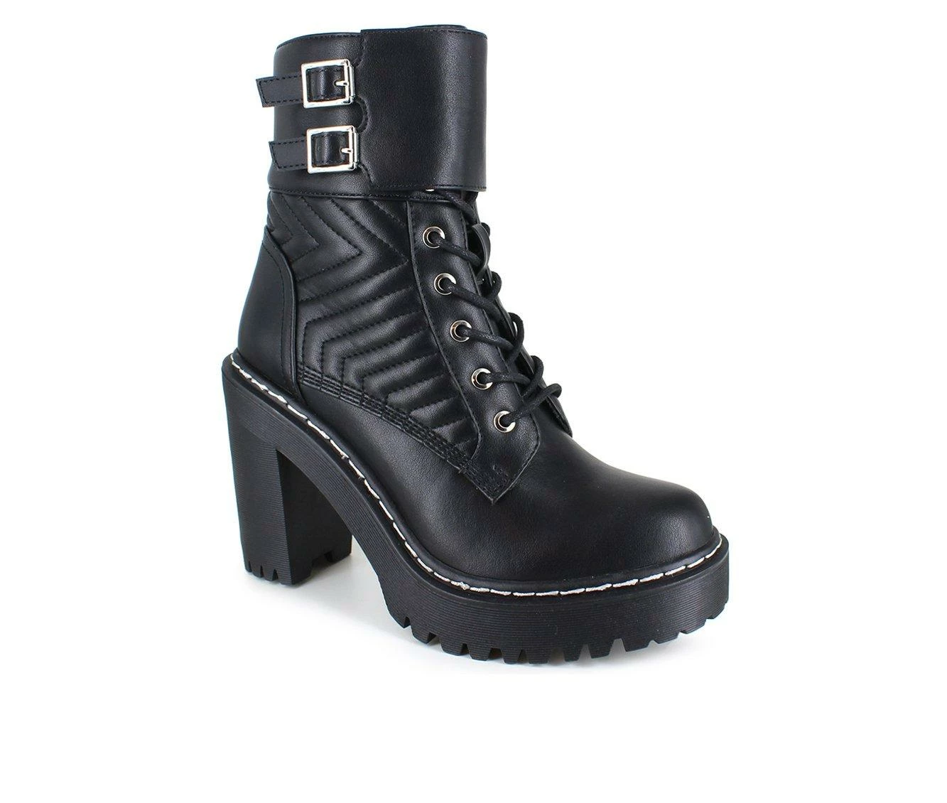 Best Sale β Women's XOXO Jackie Heeled Combat Booties Black π - Image 3