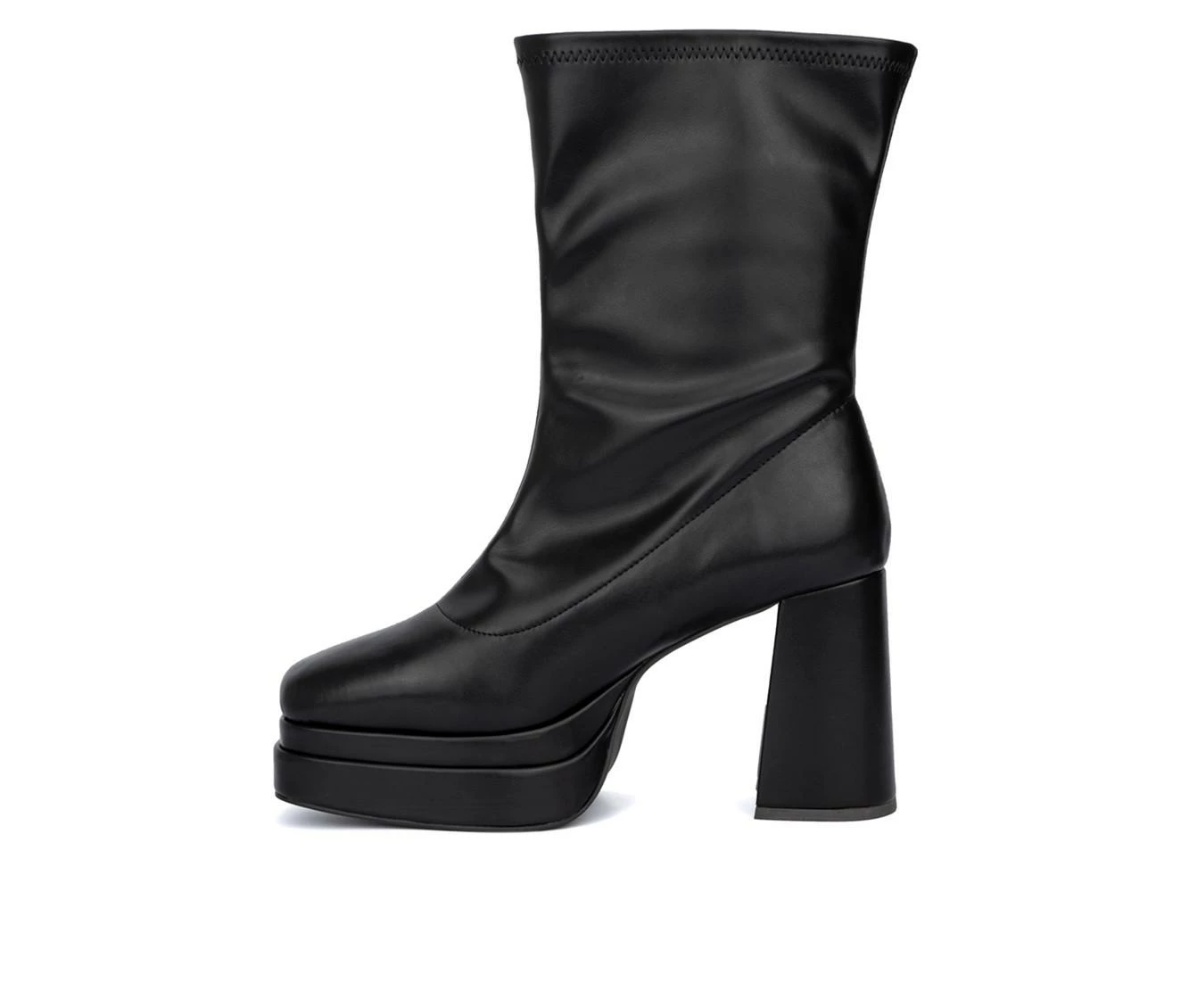 Deals π€© Women's Fashion To Figure Keira Mid Calf Platform Booties Black Wide π - Image 4