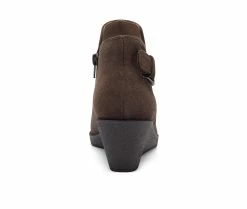 Best Sale 😉 Women's Aerosoles Bradley Wedge Booties Brown PU Suede 🧨 -b.o.c Sales 3 1470