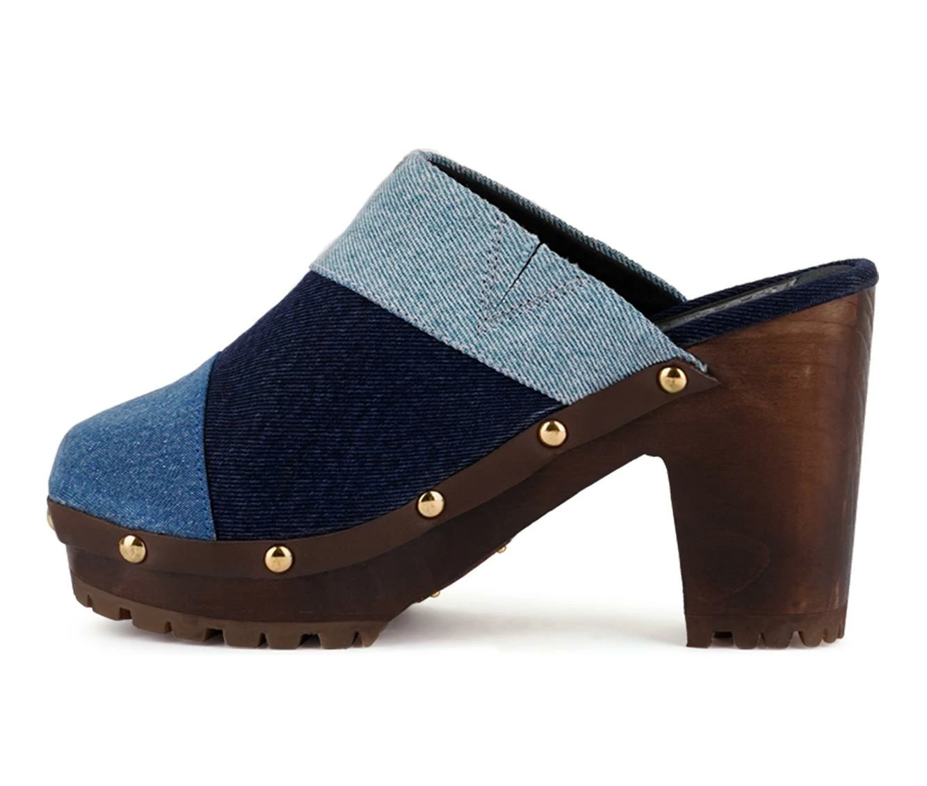 Wholesale π Women's Rag & Co Meso Heeled Clogs Light Blue/Navy π - Image 4