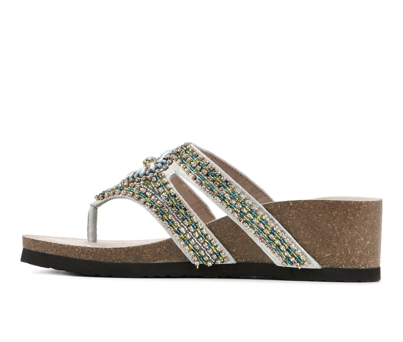 Budget βοΈ Women's White Mountain Busy Wedge Footbed π©΄ Sandals White π - Image 4