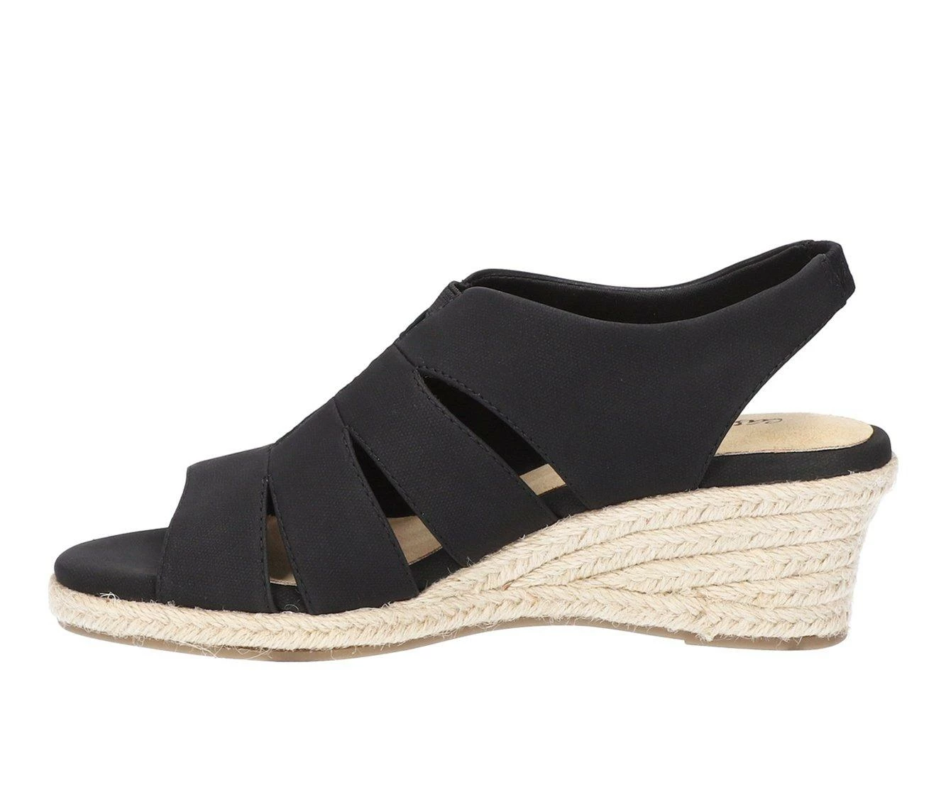 Budget π€© Women's Easy Street Aziza Espadrille Wedge π©΄ Sandals Black Linen Prt π - Image 4