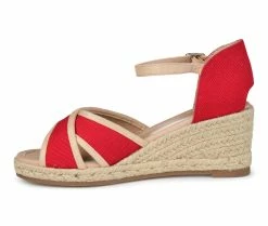 Hot Sale 🛒 Women's Journee Collection Brene Espadrille Wedges Red 👏 -b.o.c Sales 3 1622