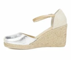 Coupon 🌟 Women's White Mountain Mamba Espadrille Wedges Silver/Met/Fab 👍 -b.o.c Sales 3 1641