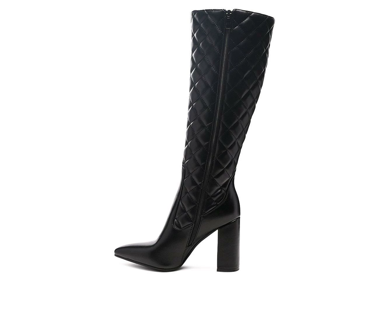 Best Sale 𧨠Women's London Rag Quilt Knee High π₯Ύ Boots Black π - Image 4