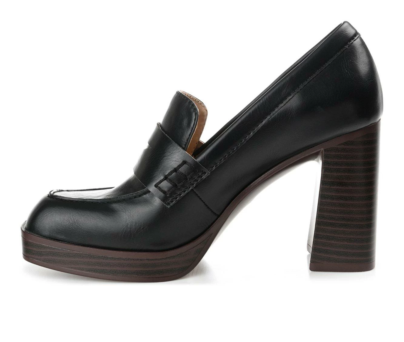 Best Sale π― Women's Journee Collection Ezzey Block Heel Platform Loafers Black β - Image 4