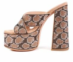 Cheapest 😉 Women's London Rag Ful Platform Heeled 🩴 Sandals Gold ⭐ -b.o.c Sales 3 765