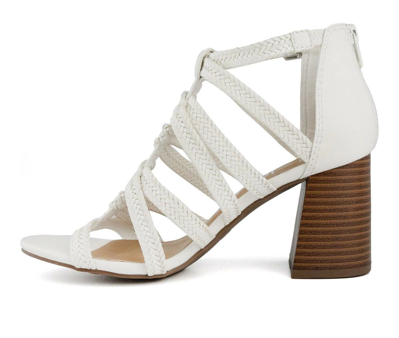 Best Pirce β€οΈ Women's Sugar Browser Block Heel π©΄ Sandals White π - Image 4