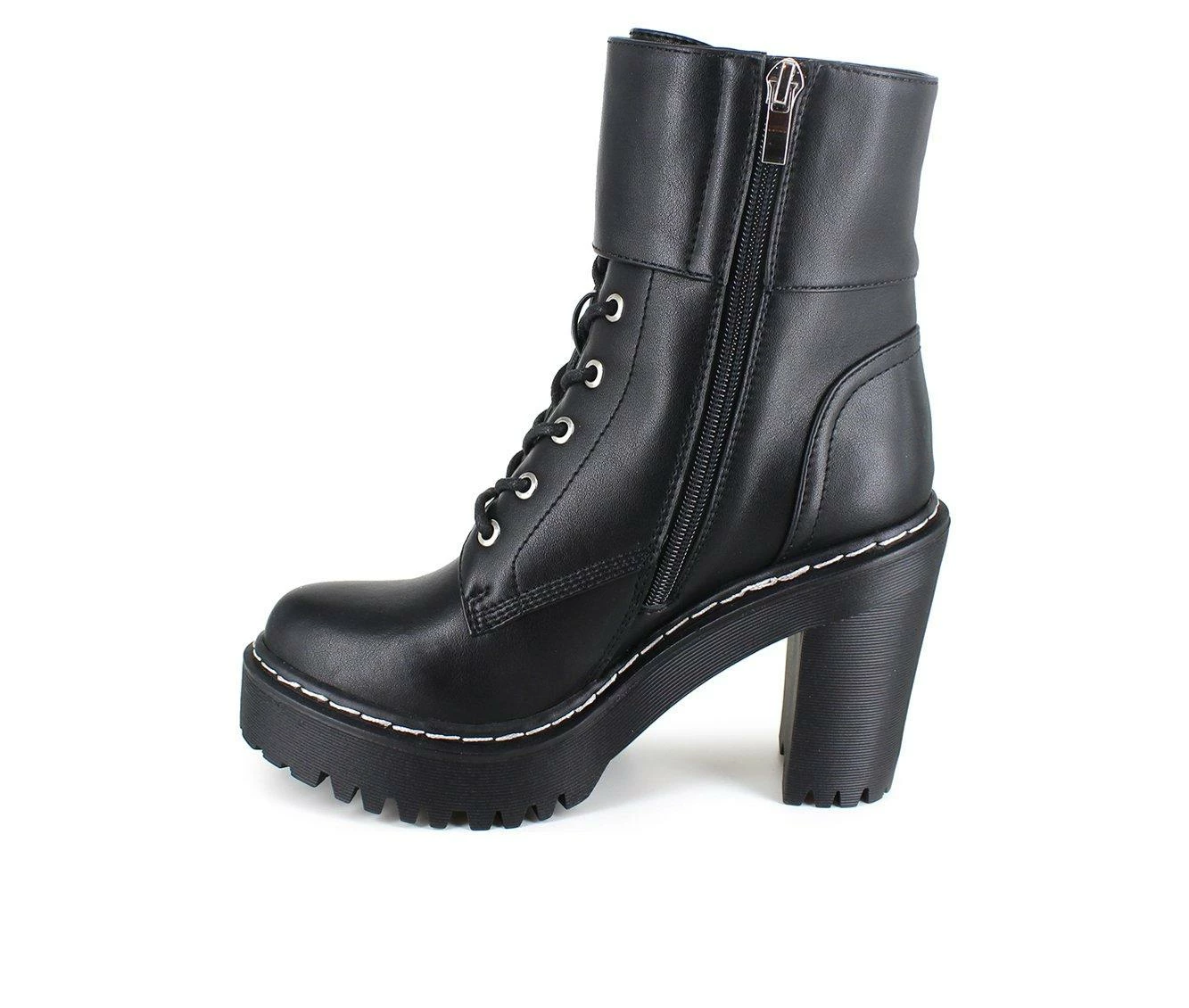 Best Sale β Women's XOXO Jackie Heeled Combat Booties Black π - Image 4