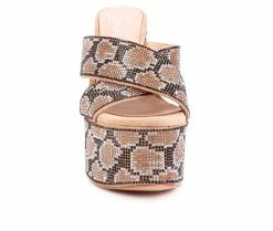 Cheapest 😉 Women's London Rag Ful Platform Heeled 🩴 Sandals Gold ⭐ -b.o.c Sales 4 762