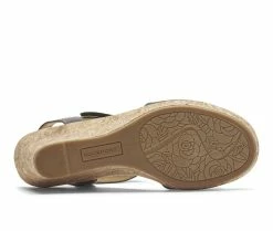 Deals ✔️ Women's Rockport Blanca T-Strap Wedge 🩴 Sandals Black ⭐ -b.o.c Sales 5 1070