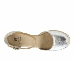 Coupon 🌟 Women's White Mountain Mamba Espadrille Wedges Silver/Met/Fab 👍 -b.o.c Sales 5 1077